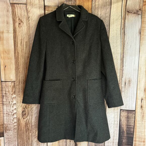 J.Crew Jacket Longline Wool Blend Coat Charcoal Gray Preppy Academia Work Large - Picture 1 of 8